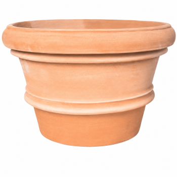 Flache Terracotta Vase im Medici-Stil aus Impruneta